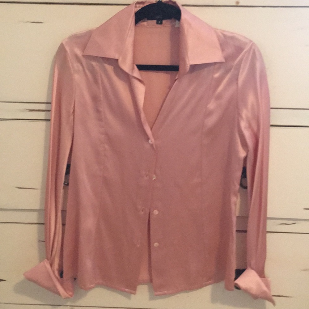 Philippe Adec Paris pink silk button down chic